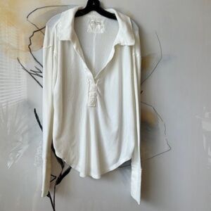 We The Free Cream Long Sleeve Waffle Knit Tunic